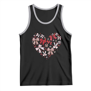Coquette Valentine's Day Heart Bow Tank Top TS10 Black Athletic Heather Print Your Wear