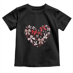 Coquette Valentine's Day Heart Bow Toddler T Shirt TS10 Black Print Your Wear