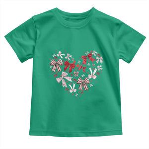 Coquette Valentine's Day Heart Bow Toddler T Shirt TS10 Irish Green Print Your Wear