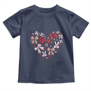 Coquette Valentine's Day Heart Bow Toddler T Shirt TS10 Navy Print Your Wear
