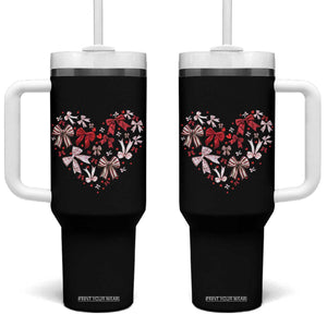 Coquette Valentine's Day Heart Bow Tumbler With Handle TS10 One Size: 40 oz Black Print Your Wear