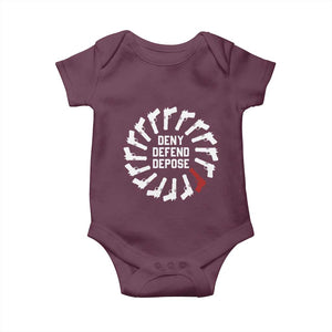 Deny Defend Depose Baby Onesie Meme Capitalism Revolution Morale Gun Lover TS10 Maroon Print Your Wear