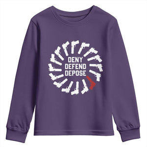 Deny Defend Depose Youth Sweatshirt Meme Capitalism Revolution Morale Gun Lover TS10 Purple Print Your Wear