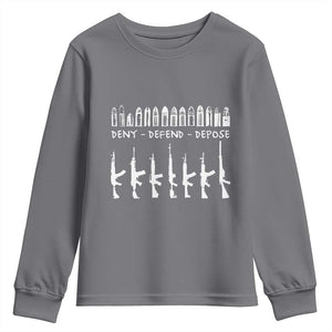 Deny Defend Depose Youth Sweatshirt Capitalism Revolution Morale Gun Lover TS10 Charcoal Print Your Wear