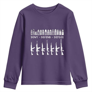 Deny Defend Depose Youth Sweatshirt Capitalism Revolution Morale Gun Lover TS10 Purple Print Your Wear