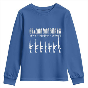 Deny Defend Depose Youth Sweatshirt Capitalism Revolution Morale Gun Lover TS10 Royal Blue Print Your Wear