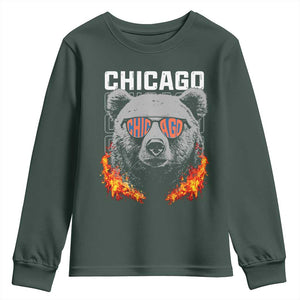 Bears Mascot Youth Sweatshirt Vintage Retro Chicago TS10 Dark Forest Green Print Your Wear