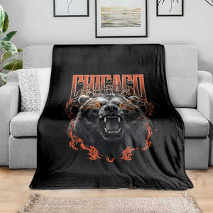 Vintage Chicago Throw Blanket Retro Graphic Wild Bear Streetwear Bootleg TS10 Print Your Wear