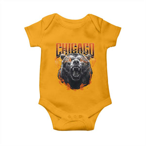 Vintage Chicago Baby Onesie Retro Graphic Wild Bear Streetwear Bootleg TS10 Gold Print Your Wear