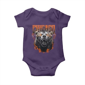 Vintage Chicago Baby Onesie Retro Graphic Wild Bear Streetwear Bootleg TS10 Purple Print Your Wear