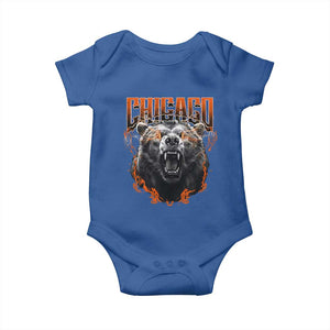 Vintage Chicago Baby Onesie Retro Graphic Wild Bear Streetwear Bootleg TS10 Royal Blue Print Your Wear