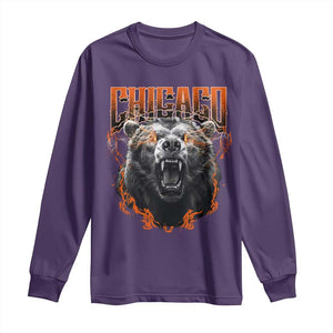 Vintage Chicago Long Sleeve Shirt Retro Graphic Wild Bear Streetwear Bootleg TS10 Purple Print Your Wear