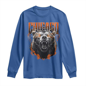 Vintage Chicago Long Sleeve Shirt Retro Graphic Wild Bear Streetwear Bootleg TS10 Royal Blue Print Your Wear