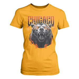 Vintage Chicago T Shirt For Women Retro Graphic Wild Bear Streetwear Bootleg TS10 Gold Print Your Wear