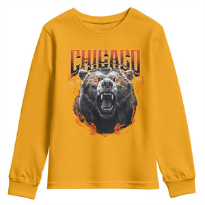 Vintage Chicago Youth Sweatshirt Retro Graphic Wild Bear Streetwear Bootleg TS10 Gold Print Your Wear