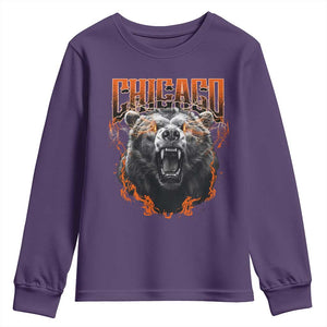 Vintage Chicago Youth Sweatshirt Retro Graphic Wild Bear Streetwear Bootleg TS10 Purple Print Your Wear