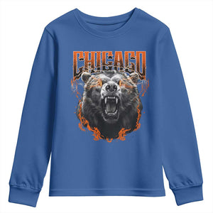 Vintage Chicago Youth Sweatshirt Retro Graphic Wild Bear Streetwear Bootleg TS10 Royal Blue Print Your Wear
