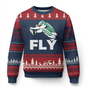 Philly Fan Ugly Christmas Sweater Barkley Backwards Hurdle TS10 Navy Red Print Your Wear