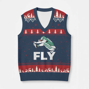 Philly Fan V-Neck Knit Sweater Vest Barkley Backwards Hurdle TS10 Navy Red Print Your Wear