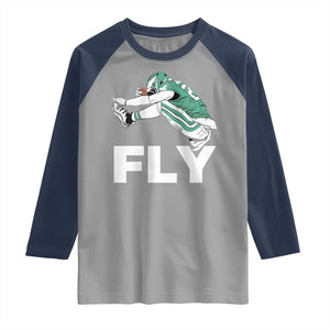 EF Game Day Raglan Shirt Retro Sports Fan TS10 Sport Gray Navy Print Your Wear