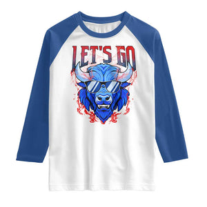 Let's Go BFB Raglan Shirt Fan Apparel WNY Pride TS10 White Royal Print Your Wear