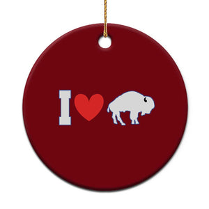 Vintage BF Ceramic Ornament American I Love Bison TS10 1pc Red Print Your Wear