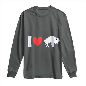 Vintage Buffalo Long Sleeve Shirt American I Love Bison TS10 Dark Heather Print Your Wear