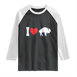 Vintage BF Raglan Shirt American I Love Bison TS10 Black White Print Your Wear