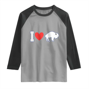 Vintage Buffalo Raglan Shirt American I Love Bison TS10 Sport Gray Black Print Your Wear