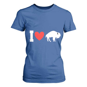 Vintage BF T Shirt For Women American I Love Bison TS10 Royal Blue Print Your Wear