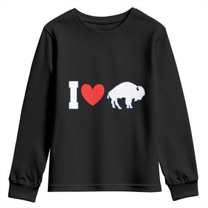 Vintage Buffalo Youth Sweatshirt American I Love Bison TS10 Black Print Your Wear
