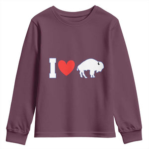 Vintage Buffalo Youth Sweatshirt American I Love Bison TS10 Maroon Print Your Wear