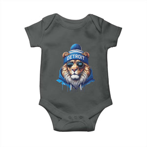 Lion Lovers Baby Onesie Wearing Glasses Sunday Detroit Fan Apparel TS10 Dark Heather Print Your Wear