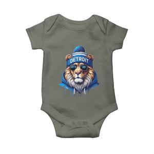 Lion Lovers Baby Onesie Wearing Glasses Sunday Detroit Fan Apparel TS10 Military Green Print Your Wear