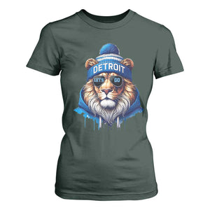 Lion Lovers T Shirt For Women Wearing Glasses Sunday Detroit Fan Apparel TS10 Dark Forest Green Print Your Wear
