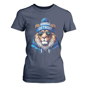 Lion Lovers T Shirt For Women Wearing Glasses Sunday Detroit Fan Apparel TS10 Navy Print Your Wear