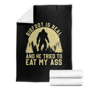Funny Bigfoot Throw Blanket Sasquatch Big Foot Eat My Ass Vintage Cryptid Meme TS10 Black Print Your Wear