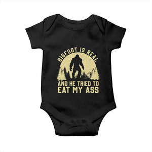Funny Bigfoot Baby Onesie Sasquatch Big Foot Eat My Ass Vintage Cryptid Meme TS10 Black Print Your Wear