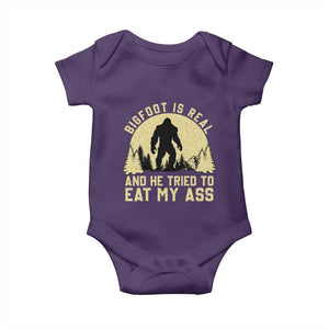 Funny Bigfoot Baby Onesie Sasquatch Big Foot Eat My Ass Vintage Cryptid Meme TS10 Purple Print Your Wear