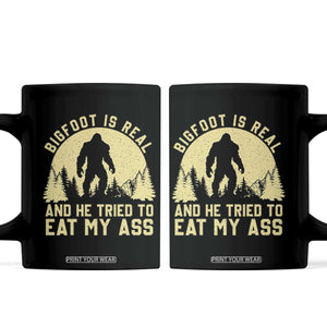Funny Bigfoot Coffee Mug Sasquatch Big Foot Eat My Ass Vintage Cryptid Meme TS10 Black Print Your Wear