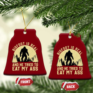Funny Bigfoot Ceramic Ornament Sasquatch Big Foot Eat My Ass Vintage Cryptid Meme - Print Your Wear