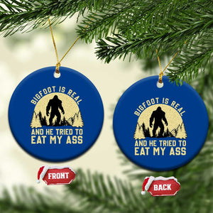Funny Bigfoot Ceramic Ornament Sasquatch Big Foot Eat My Ass Vintage Cryptid Meme - Print Your Wear