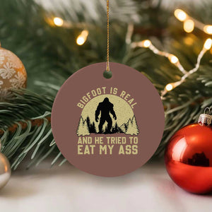 Funny Bigfoot Ceramic Ornament Sasquatch Big Foot Eat My Ass Vintage Cryptid Meme - Print Your Wear