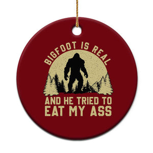 Funny Bigfoot Ceramic Ornament Sasquatch Big Foot Eat My Ass Vintage Cryptid Meme - Print Your Wear