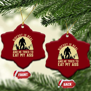 Funny Bigfoot Ceramic Ornament Sasquatch Big Foot Eat My Ass Vintage Cryptid Meme - Print Your Wear