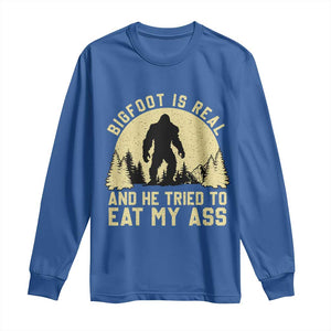 Funny Bigfoot Long Sleeve Shirt Sasquatch Big Foot Eat My Ass Vintage Cryptid Meme TS10 Royal Blue Print Your Wear