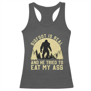 Funny Bigfoot Racerback Tank Top Sasquatch Big Foot Eat My Ass Vintage Cryptid Meme TS10 Dark Heather Print Your Wear