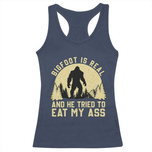 Funny Bigfoot Racerback Tank Top Sasquatch Big Foot Eat My Ass Vintage Cryptid Meme - Print Your Wear
