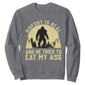 Funny Bigfoot Sweatshirt Sasquatch Big Foot Eat My Ass Vintage Cryptid Meme TS10 Charcoal Print Your Wear