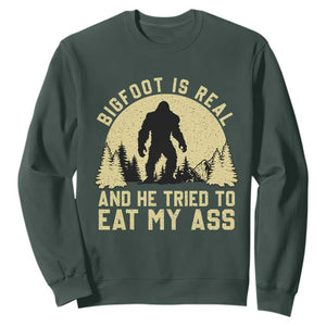Funny Bigfoot Sweatshirt Sasquatch Big Foot Eat My Ass Vintage Cryptid Meme TS10 Dark Forest Green Print Your Wear
